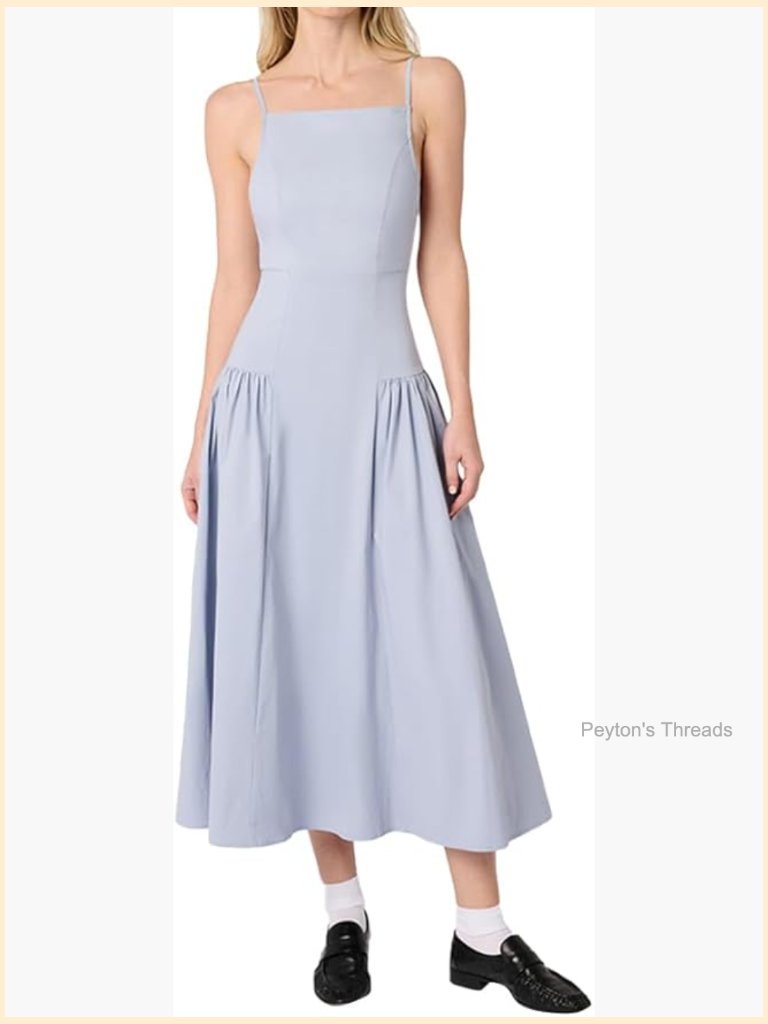 Sleeveless High Neck Flare Panel Midi Dress With Shirring